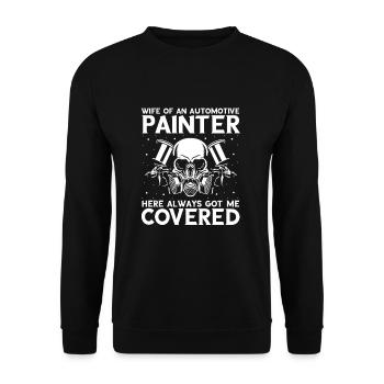 Car painter offer for coachbuilders - Unisex Sweatshirt - black - Front - Alina (178cm) & Michal (187cm)