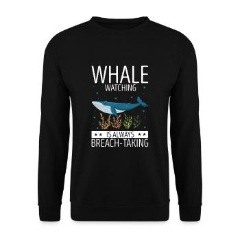 Beluga Whale Design für Meeressäuger und Orca - Unisex Pullover - Schwarz - Vorne - Alina (178cm) & Michal (187cm)