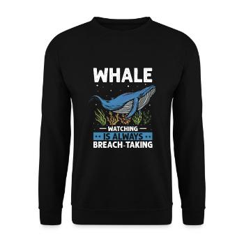 Buckelwal Design für Ozean Meer Wal und Wale - Unisex Pullover - Schwarz - Vorne - Alina (178cm) & Michal (187cm)