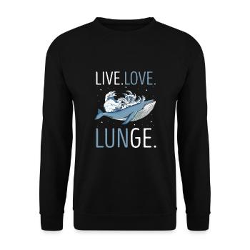 Beluga Whale Design für Meeressäuger und Orca - Unisex Pullover - Schwarz - Vorne - Alina (178cm) & Michal (187cm)