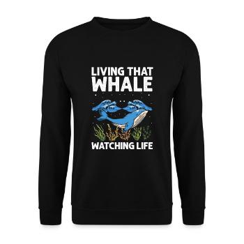 Orca Beobachtung für Buckelwale und Meerwale - Unisex Pullover - Schwarz - Vorne - Alina (178cm) & Michal (187cm)