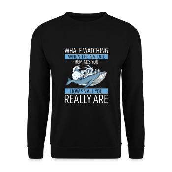 Orca Beobachtung für Buckelwale und Meerwale - Unisex Pullover - Schwarz - Vorne - Alina (178cm) & Michal (187cm)