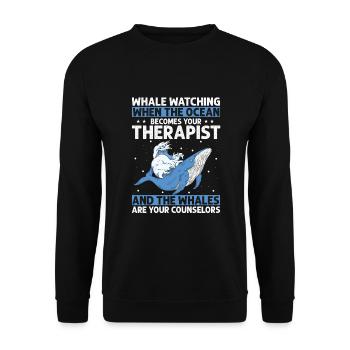 Ozean Meer Wal Zitat für Wal Meeressäugetiere - Unisex Pullover - Schwarz - Vorne - Alina (178cm) & Michal (187cm)