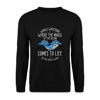 Meeressäuger für Orca-Beobachtung und Buckelwal - Unisex Pullover - Schwarz - Vorne - Alina (178cm) & Michal (187cm)