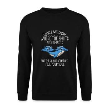Orca Beobachtung für Buckelwale und Meerwale - Unisex Pullover - Schwarz - Vorne - Alina (178cm) & Michal (187cm)