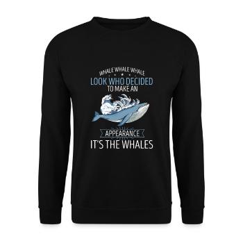 Walbeobachtung Design für Wale - Unisex Pullover - Schwarz - Vorne - Alina (178cm) & Michal (187cm)