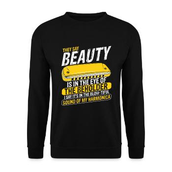 Französische Harfinisten und Harmonikaspieler - Unisex Pullover - Schwarz - Vorne - Alina (178cm) & Michal (187cm)