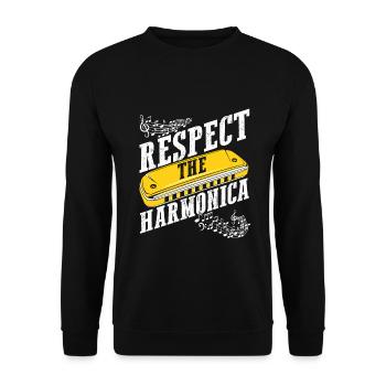 Mundharmonika Instrument und Mundharmonika - Unisex Pullover - Schwarz - Vorne - Alina (178cm) & Michal (187cm)