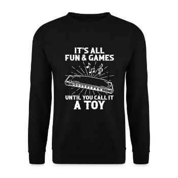 Mundharmonika Spieler und Mundharmonika - Unisex Pullover - Schwarz - Vorne - Alina (178cm) & Michal (187cm)