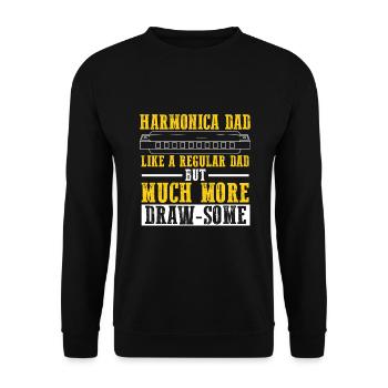 Mundharmonika Spieler und Mundharmonika - Unisex Pullover - Schwarz - Vorne - Alina (178cm) & Michal (187cm)