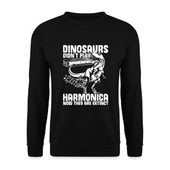 Mundharmonika Spieler und Mundharmonika - Unisex Pullover - Schwarz - Vorne - Alina (178cm) & Michal (187cm)