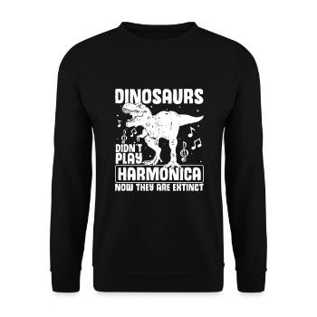 Harmonikaspieler für Munharmonika Spieler - Unisex Pullover - Schwarz - Vorne - Alina (178cm) & Michal (187cm)