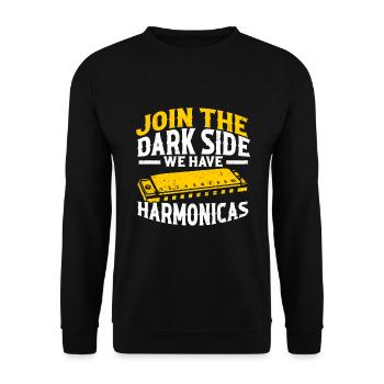 Mundharmonika Instrument und Mundharmonika - Unisex Pullover - Schwarz - Vorne - Alina (178cm) & Michal (187cm)