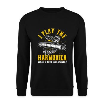 Französische Harfinisten und Harmonikaspieler - Unisex Pullover - Schwarz - Vorne - Alina (178cm) & Michal (187cm)