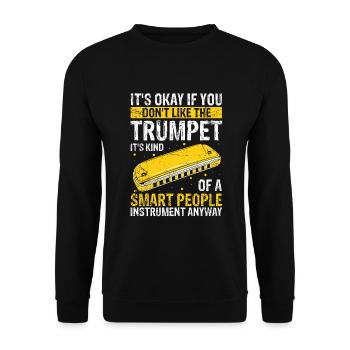 Harmonikaspieler für Munharmonika Spieler - Unisex Pullover - Schwarz - Vorne - Alina (178cm) & Michal (187cm)