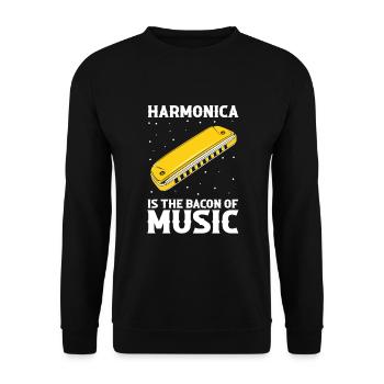 Mundharmonika Instrument und Mundharmonika - Unisex Pullover - Schwarz - Vorne - Alina (178cm) & Michal (187cm)