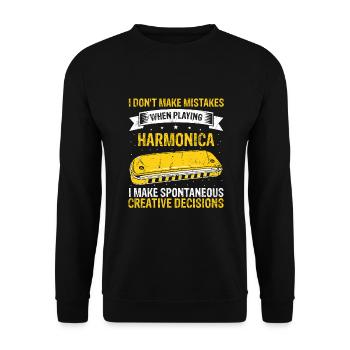 Mundharmonika Spieler und Mundharmonika - Unisex Pullover - Schwarz - Vorne - Alina (178cm) & Michal (187cm)