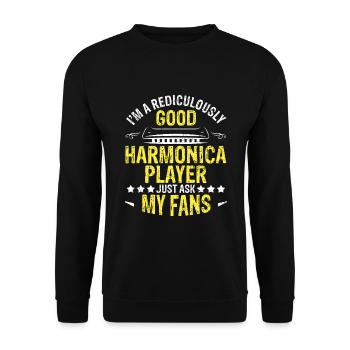 Französische Harfinisten und Harmonikaspieler - Unisex Pullover - Schwarz - Vorne - Alina (178cm) & Michal (187cm)