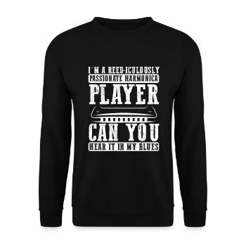 Französische Harfinisten und Harmonikaspieler - Unisex Pullover - Schwarz - Vorne - Alina (178cm) & Michal (187cm)