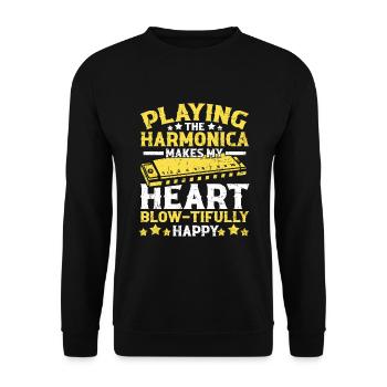 Französische Harfinisten und Harmonikaspieler - Unisex Pullover - Schwarz - Vorne - Alina (178cm) & Michal (187cm)