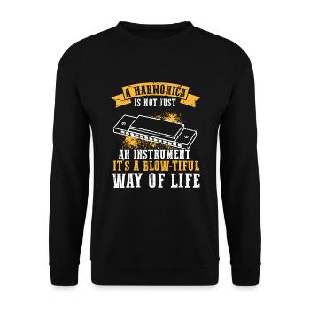 Französische Harfinisten und Harmonikaspieler - Unisex Pullover - Schwarz - Vorne - Alina (178cm) & Michal (187cm)