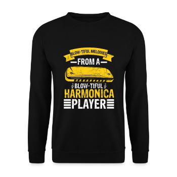 Mundharmonika Instrument und Mundharmonika - Unisex Pullover - Schwarz - Vorne - Alina (178cm) & Michal (187cm)