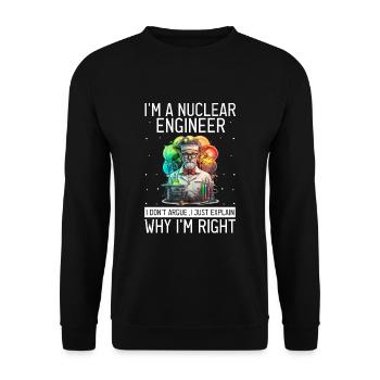 Nuklearingenieur für Kernkraftwerk und Kernenergie - Unisex Pullover - Schwarz - Vorne - Alina (178cm) & Michal (187cm)
