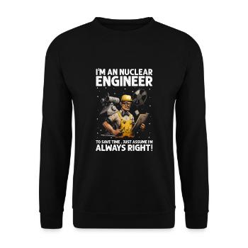 Kernenergie Spruch für Kernenergie - Unisex Pullover - Schwarz - Vorne - Alina (178cm) & Michal (187cm)