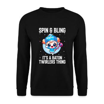 Stocktanz Design für Stabtänzerin - Unisex Pullover - Schwarz - Vorne - Alina (178cm) & Michal (187cm)