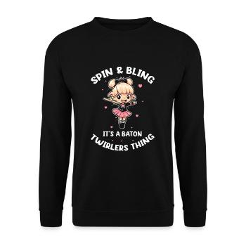 Gymnastik Design für Taktstock drehen - Unisex Pullover - Schwarz - Vorne - Alina (178cm) & Michal (187cm)