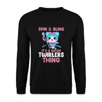 Stabdänzerin Design für Majorette - Unisex Pullover - Schwarz - Vorne - Alina (178cm) & Michal (187cm)