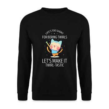 Professionelles Stabdänzerin für Majorette - Unisex Pullover - Schwarz - Vorne - Alina (178cm) & Michal (187cm)
