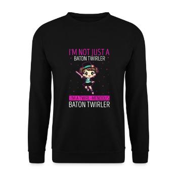 Professionelles Stabdänzerin für Majorette - Unisex Pullover - Schwarz - Vorne - Alina (178cm) & Michal (187cm)
