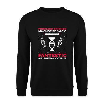 Forensischer Wissenschaftler und Kriminallabor - Unisex Pullover - Schwarz - Vorne - Alina (178cm) & Michal (187cm)