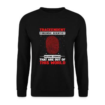 Forensische Kriminologie und Tatort-Ermittler - Unisex Pullover - Schwarz - Vorne - Alina (178cm) & Michal (187cm)