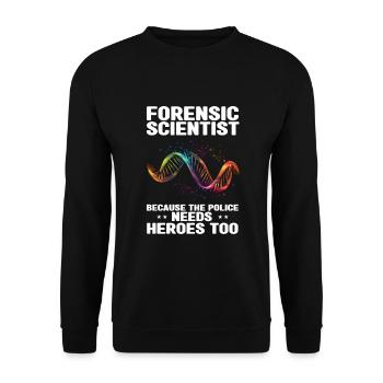 Forensischer Wissenschaftler und Kriminallabor - Unisex Pullover - Schwarz - Vorne - Alina (178cm) & Michal (187cm)