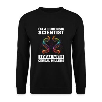Forensischer Wissenschaftler und Kriminallabor - Unisex Pullover - Schwarz - Vorne - Alina (178cm) & Michal (187cm)