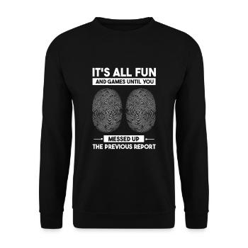 Forensischer Wissenschaftlicher Ermittler - Unisex Pullover - Schwarz - Vorne - Alina (178cm) & Michal (187cm)