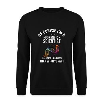 Gerichtsmediziner und Forensischer Analyst - Unisex Pullover - Schwarz - Vorne - Alina (178cm) & Michal (187cm)