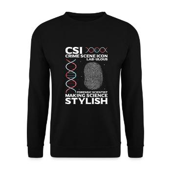 Forensische Kriminologie und Tatort-Ermittler - Unisex Pullover - Schwarz - Vorne - Alina (178cm) & Michal (187cm)
