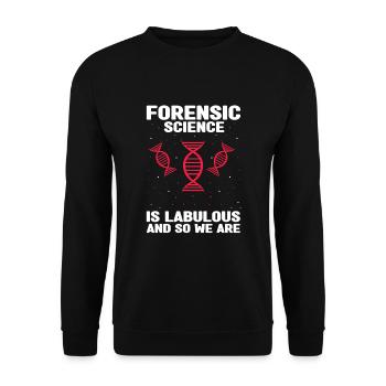 Forensischer Wissenschaftler und Kriminallabor - Unisex Pullover - Schwarz - Vorne - Alina (178cm) & Michal (187cm)