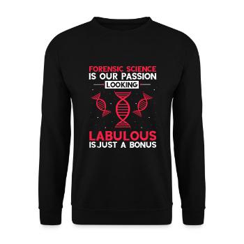 Forensische Kriminologie und Tatort-Ermittler - Unisex Pullover - Schwarz - Vorne - Alina (178cm) & Michal (187cm)