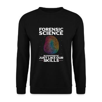Forensische Kriminologie und Tatort-Ermittler - Unisex Pullover - Schwarz - Vorne - Alina (178cm) & Michal (187cm)