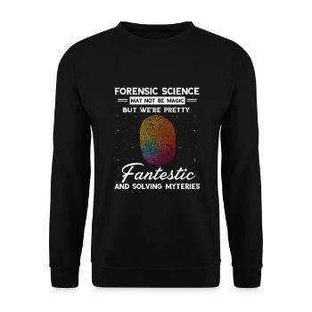 Forensischer Wissenschaftler und Kriminallabor - Unisex Pullover - Schwarz - Vorne - Alina (178cm) & Michal (187cm)