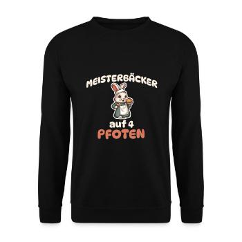Meisterbäcker auf 4 Pfoten - Kaninchen Backen - Unisex Pullover - Schwarz - Vorne - Alina (178cm) & Michal (187cm)