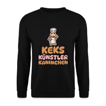 Keks Künstler Kaninchen - Kaninchen backen - Unisex Pullover - Schwarz - Vorne - Alina (178cm) & Michal (187cm)
