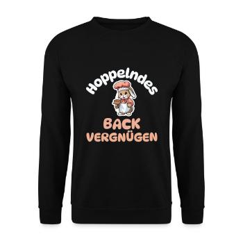 Hoppelndes Backvergnügen - Kaninchen backen - Unisex Pullover - Schwarz - Vorne - Alina (178cm) & Michal (187cm)