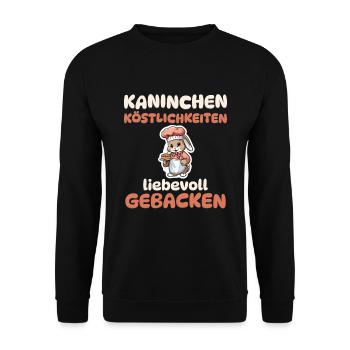 Kaninchen Köstlichkeiten - Liebevoll gebacken - Unisex Pullover - Schwarz - Vorne - Alina (178cm) & Michal (187cm)