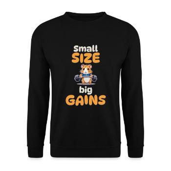 Small Size - Big Gains - Unisex Pullover - Schwarz - Vorne - Alina (178cm) & Michal (187cm)