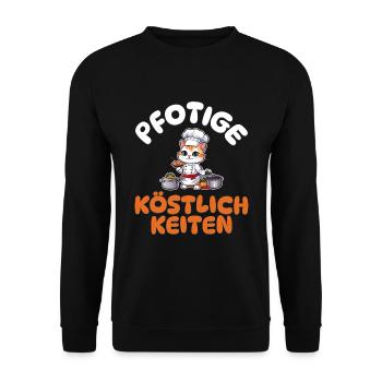 Pfotige Köstlichkeiten - Katze kochen - Unisex Pullover - Schwarz - Vorne - Alina (178cm) & Michal (187cm)